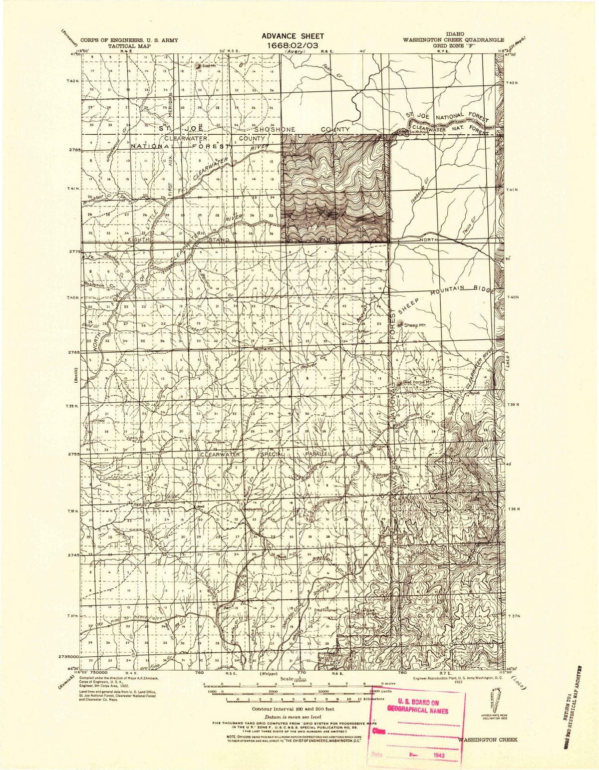 1923 Washington Creek, ID - Idaho - USGS Topographic Map