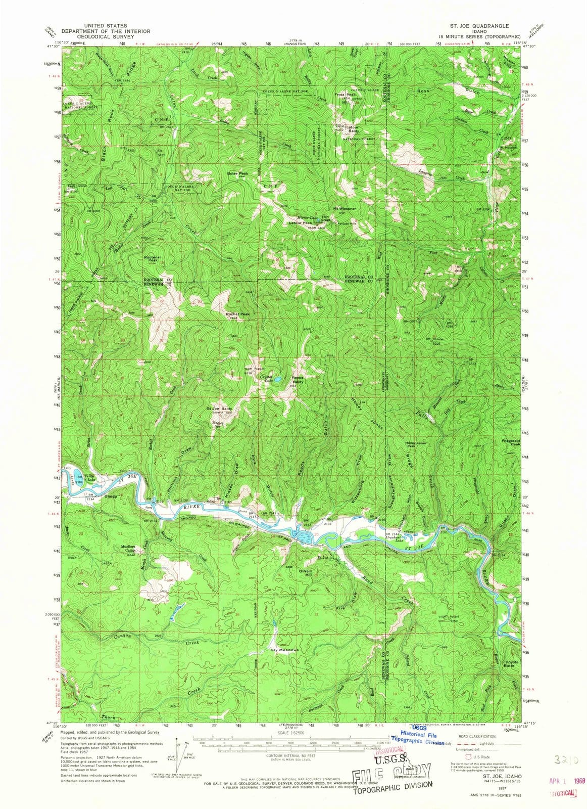 1957 St. Joe, ID - Idaho - USGS Topographic Map