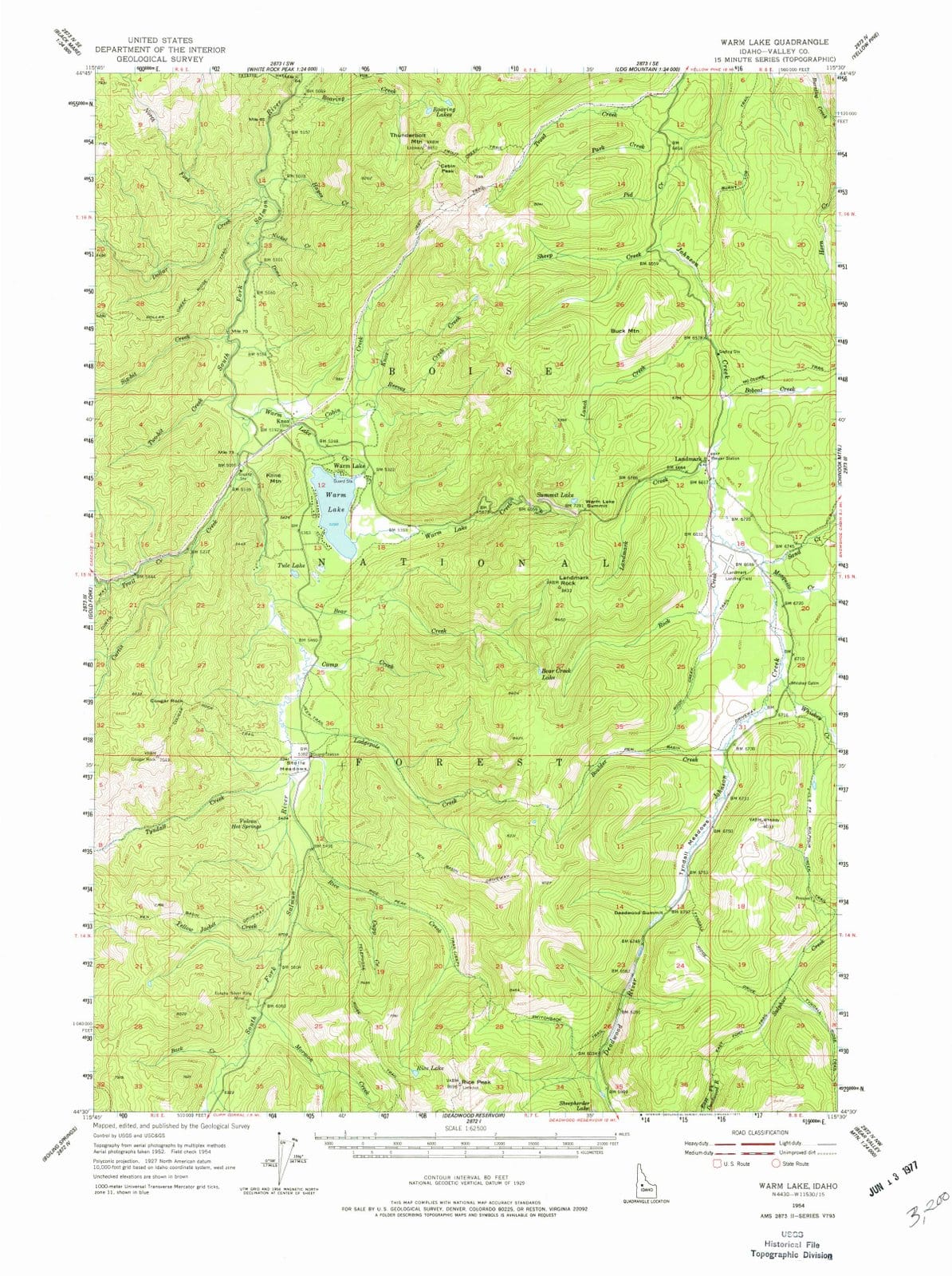 1954 Warm Lake, ID - Idaho - USGS Topographic Map