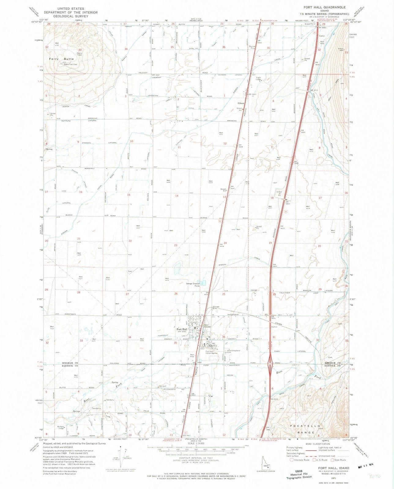 1971 Fort Hall, ID - Idaho - USGS Topographic Map