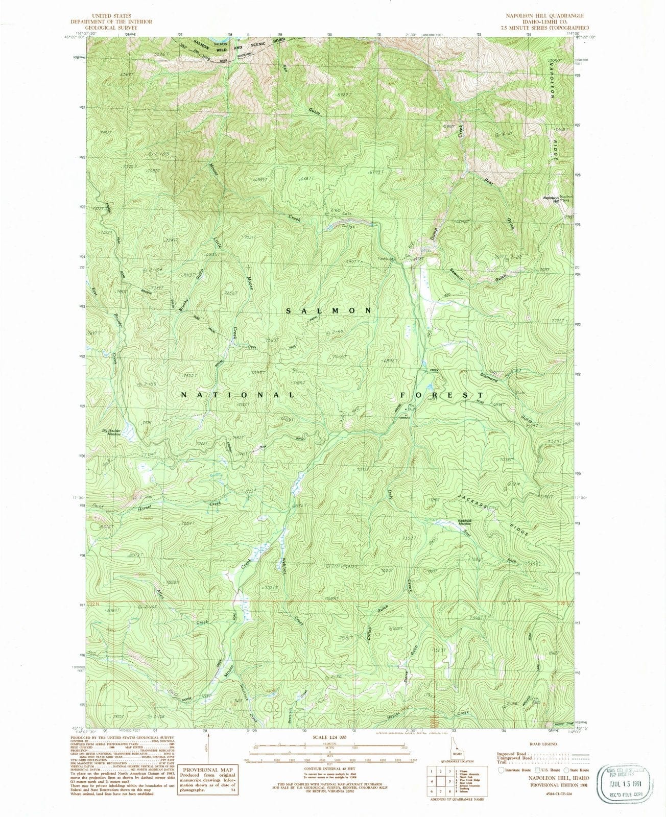 1991 Napoleon Hill, ID - Idaho - USGS Topographic Map