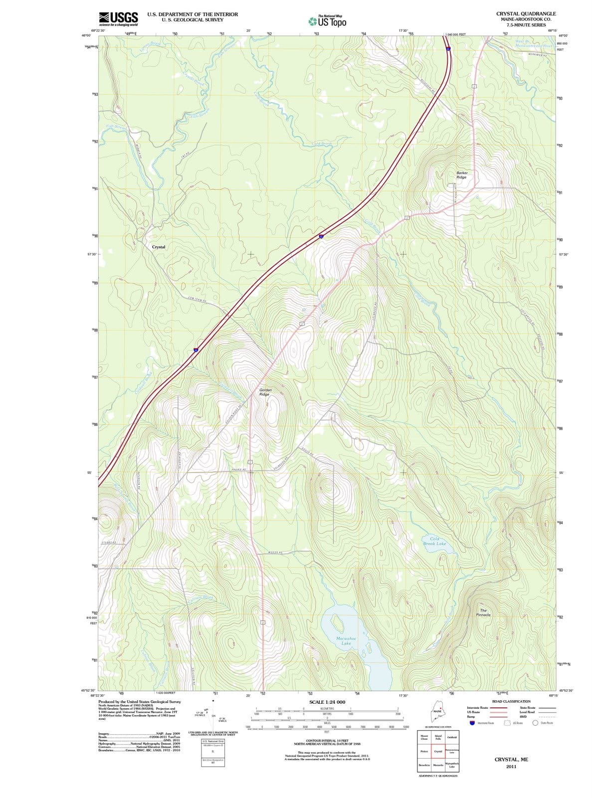 2011 Crystal, ME - Maine - USGS Topographic Map