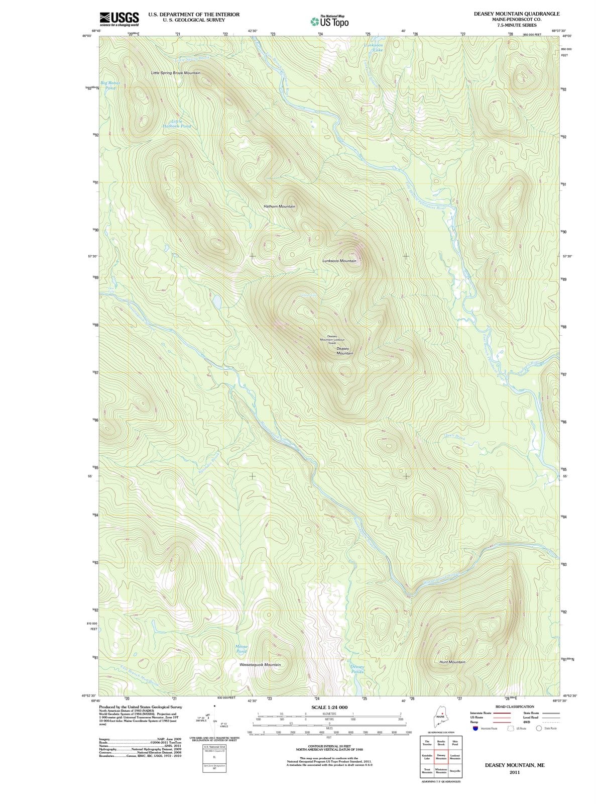 2011 Deasey Mountain, ME - Maine - USGS Topographic Map