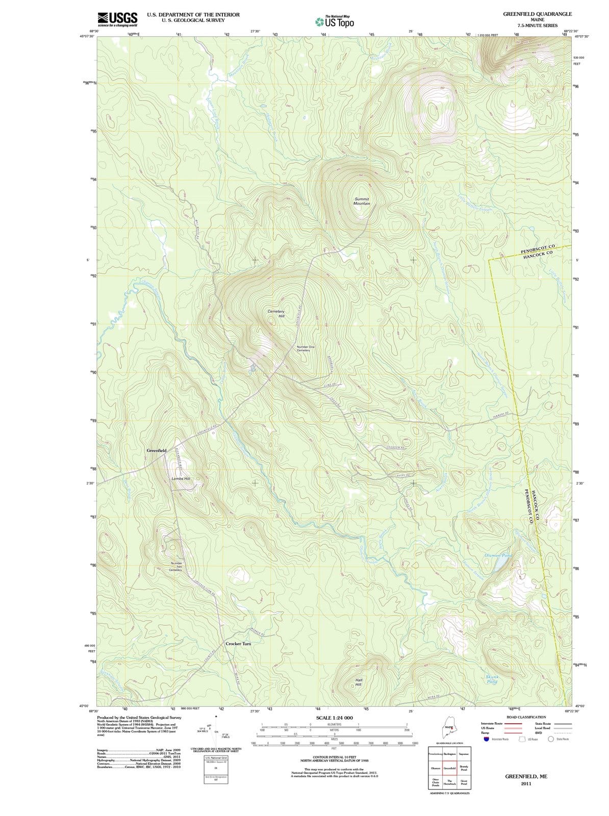 2011 Greenfield, ME - Maine - USGS Topographic Map