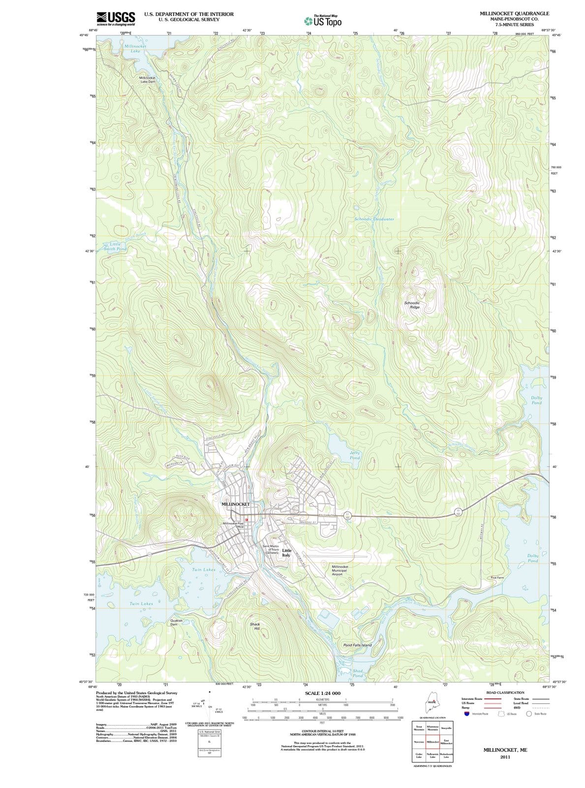 2011 Millinocket, ME - Maine - USGS Topographic Map