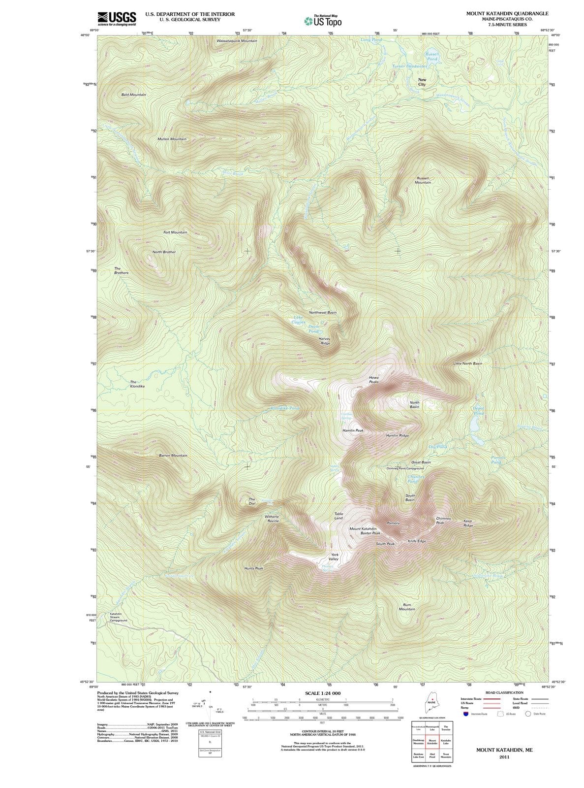 2011 Mount Katahdin, ME - Maine - USGS Topographic Map