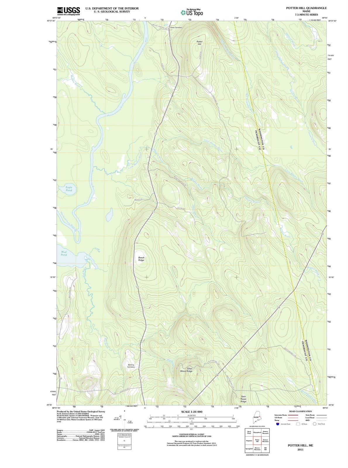 2011 Potter Hill, ME - Maine - USGS Topographic Map