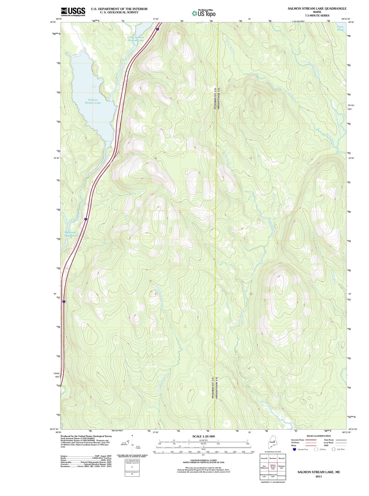 2011 Salmon Stream Lake, ME - Maine - USGS Topographic Map