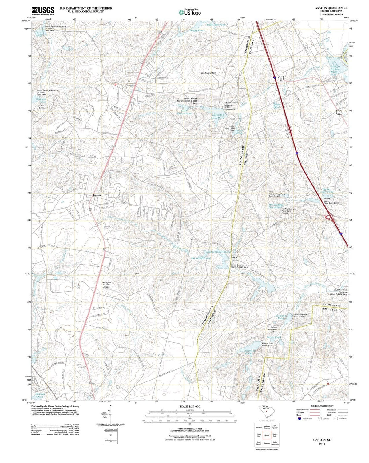 2011 Gaston, SC - South Carolina - USGS Topographic Map