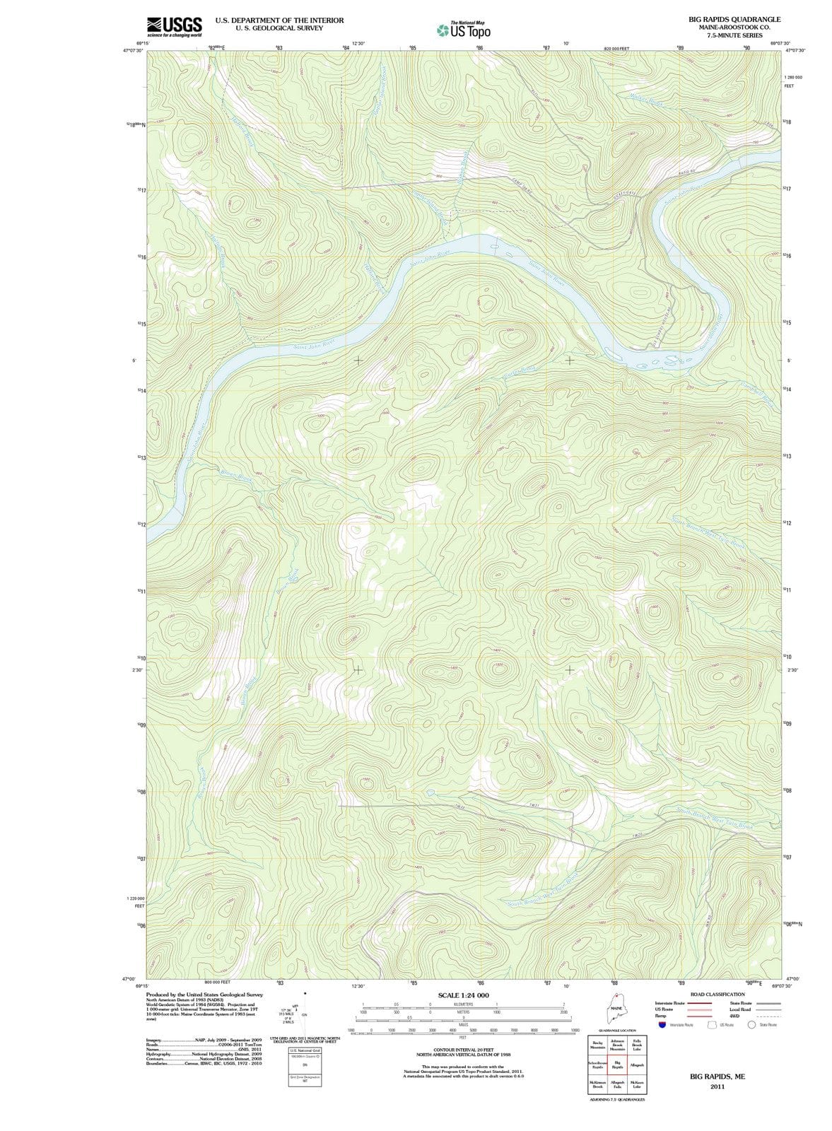 2011 Big Rapids, ME - Maine - USGS Topographic Map