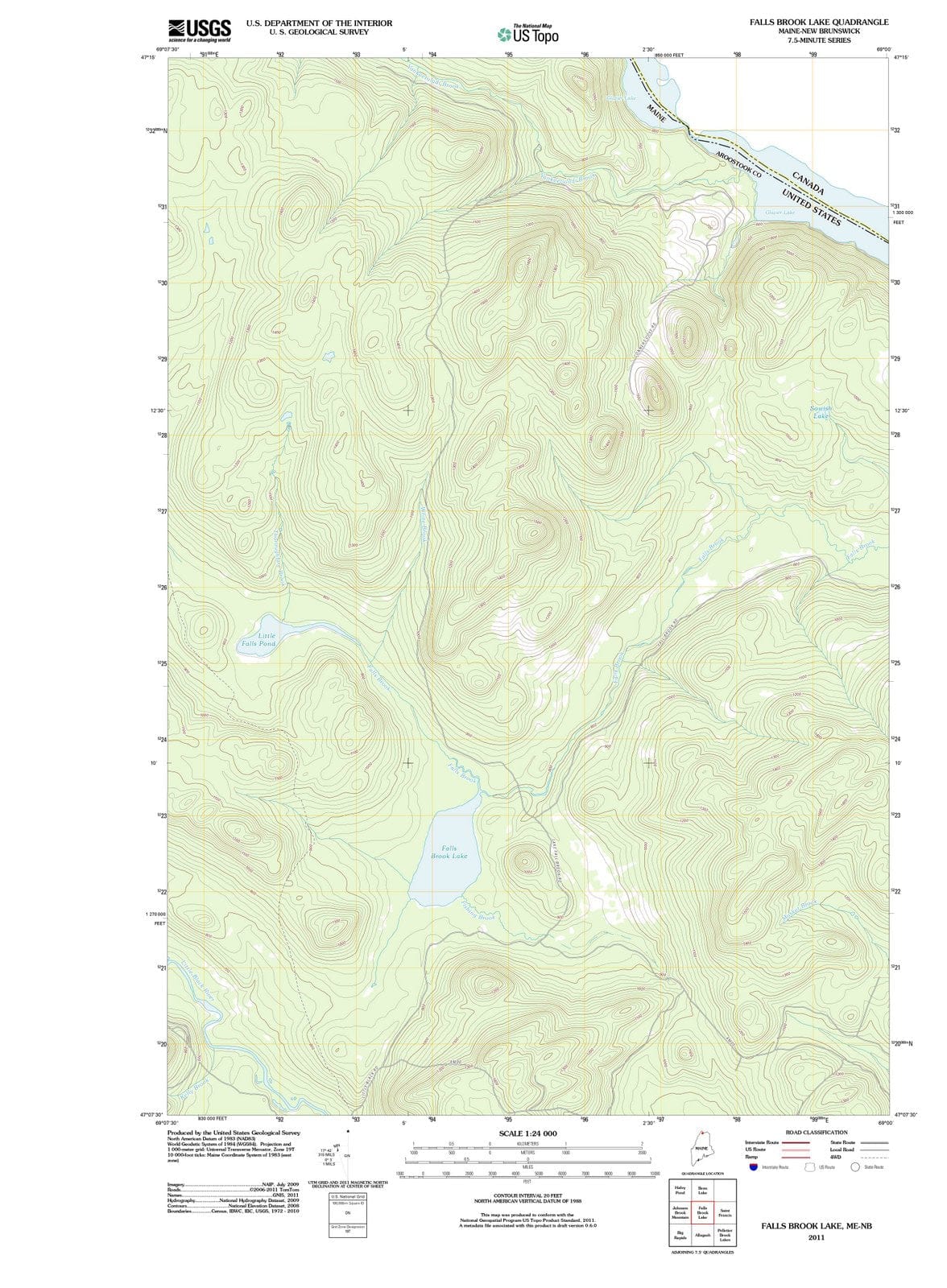 2011 Falls Brook Lake, ME - Maine - USGS Topographic Map