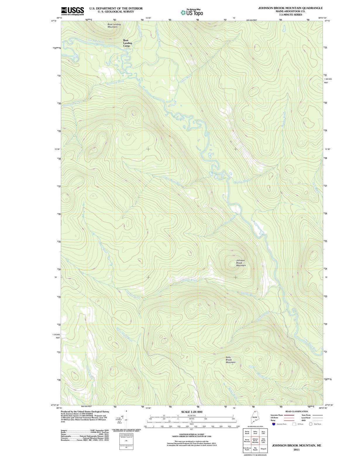 2011 Johnson Brook Mountain, ME - Maine - USGS Topographic Map