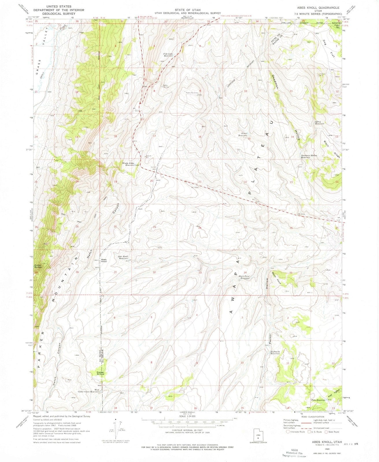 1969 Abes Knoll, UT - Utah - USGS Topographic Map