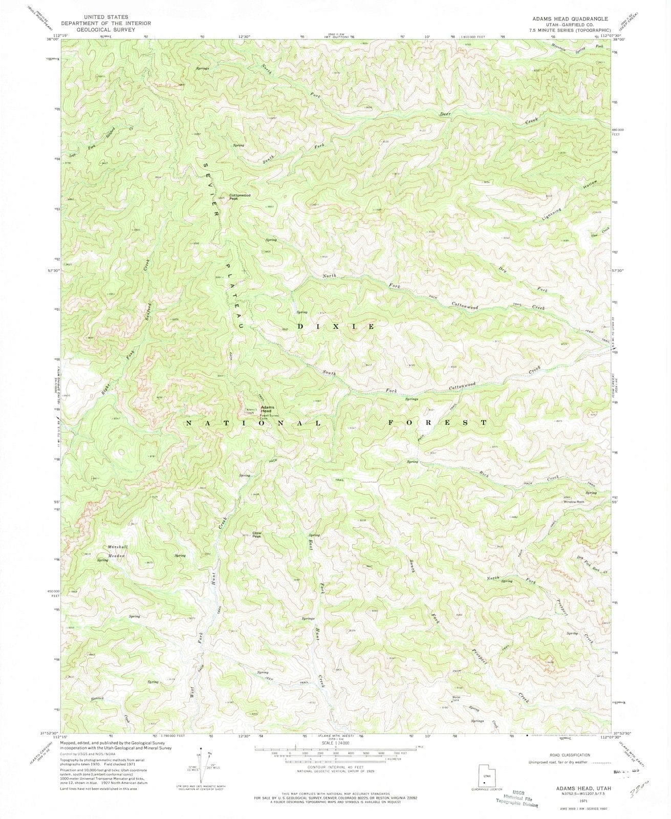 1971 Adams Head, UT - Utah - USGS Topographic Map