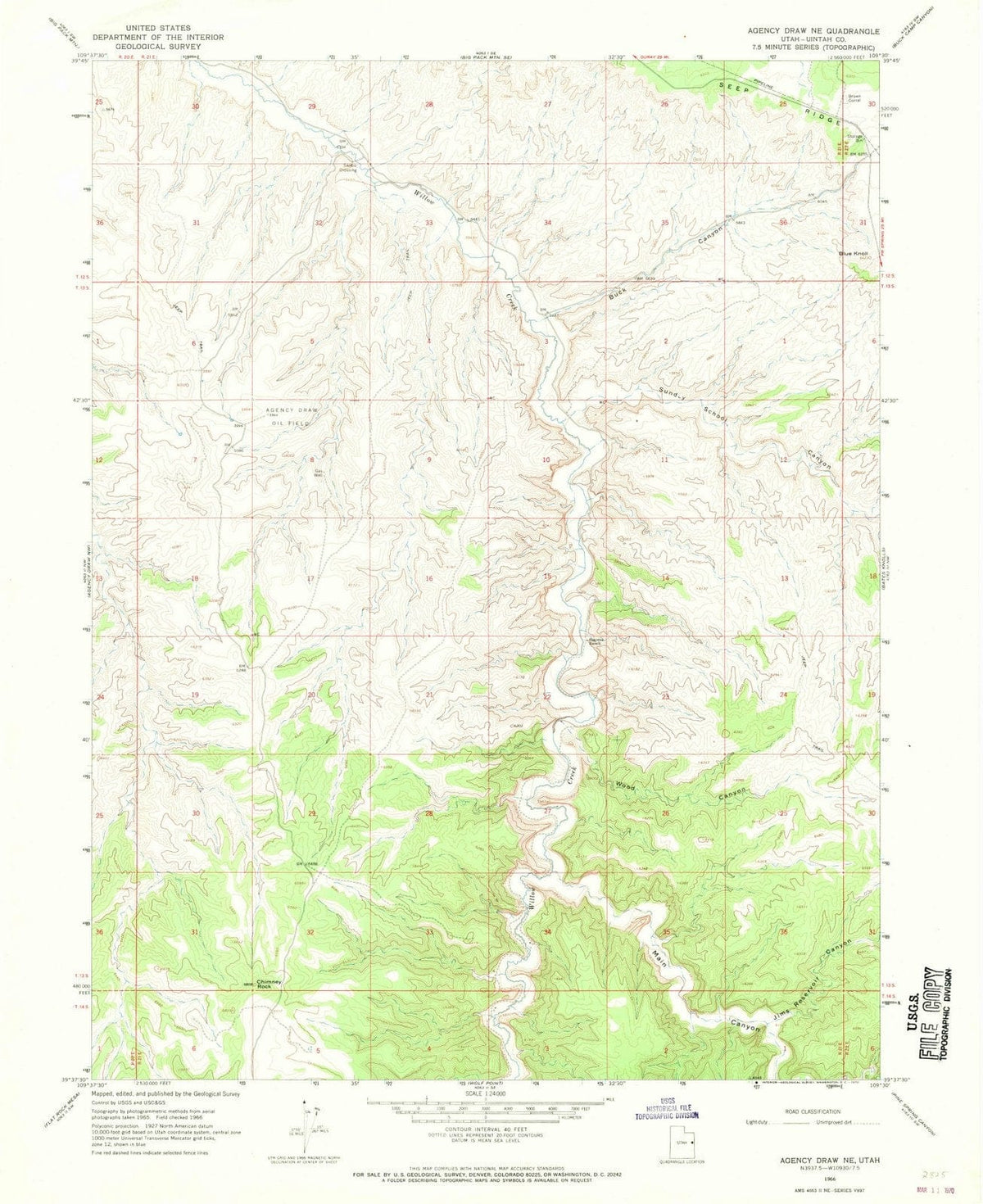 1966 Agencyraw, UT - Utah - USGS Topographic Map