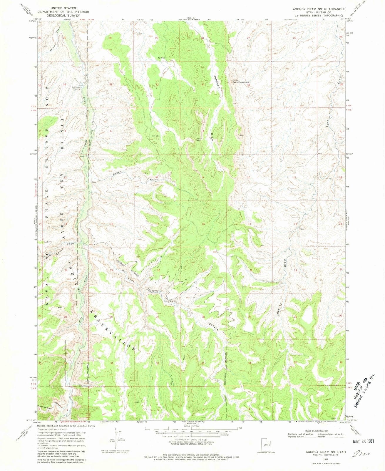 1966 Agencyraw, UT - Utah - USGS Topographic Map v2