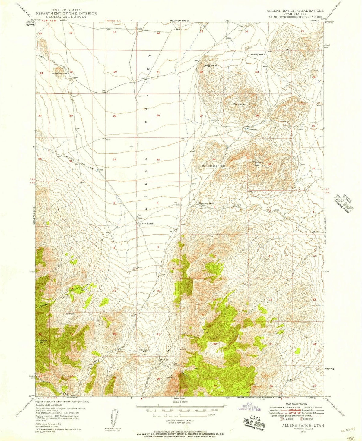 1947 Allens Ranch, UT - Utah - USGS Topographic Map