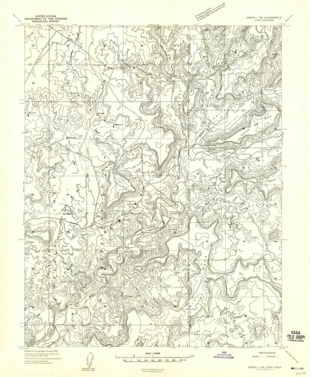 1958 Aneth 1, UT - Utah - USGS Topographic Map