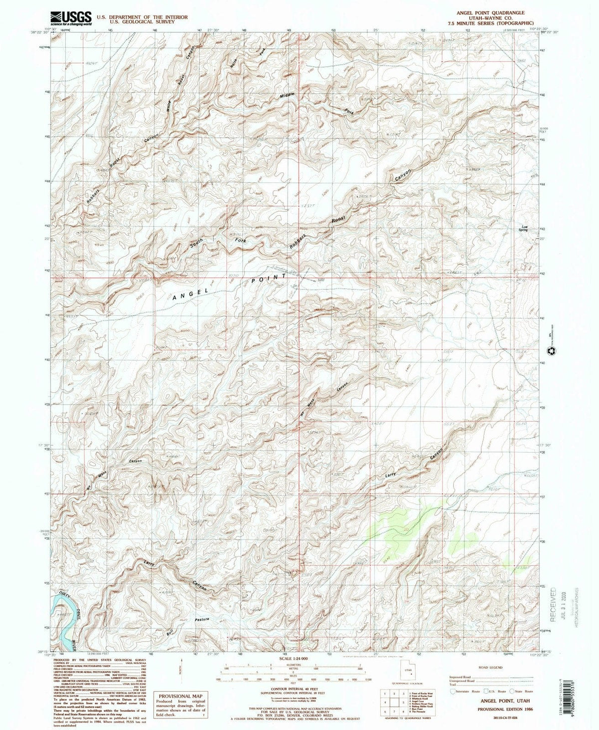 1986 Angel Point, UT - Utah - USGS Topographic Map
