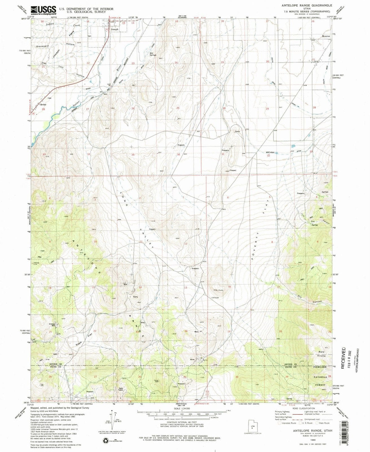 1980 Antelope Range, UT - Utah - USGS Topographic Map
