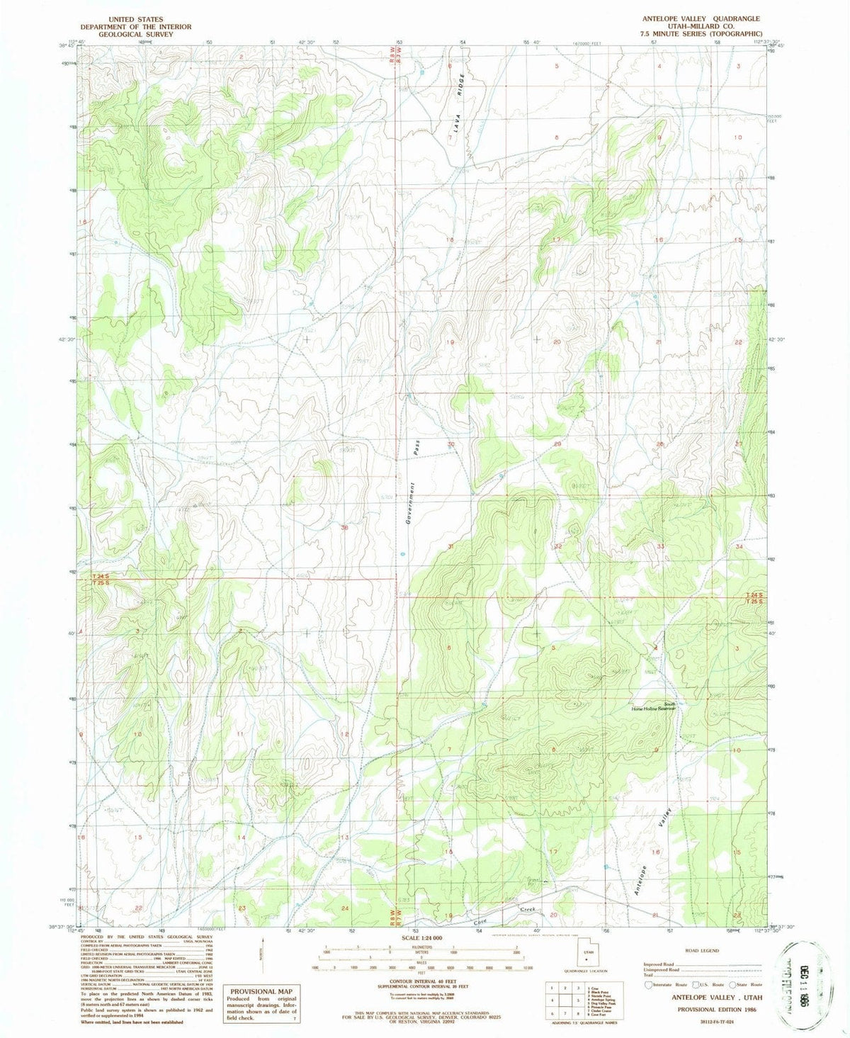 1986 Antelope Valley, UT - Utah - USGS Topographic Map