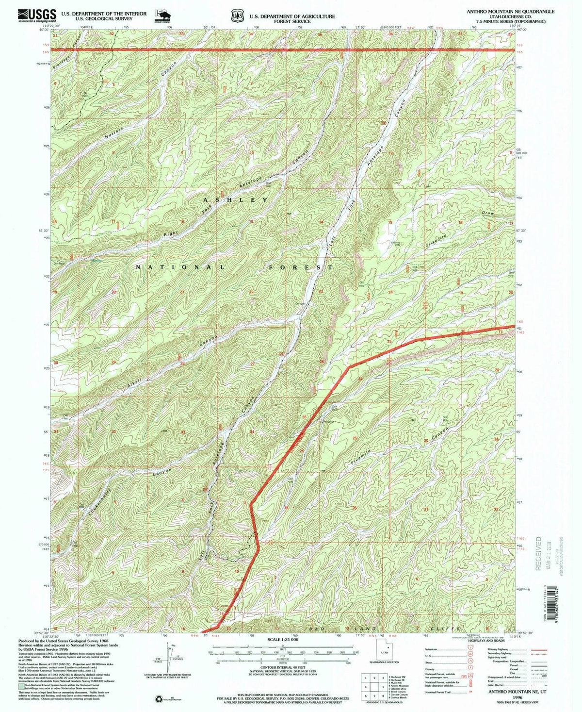 1996 Anthro Mountain, UT - Utah - USGS Topographic Map