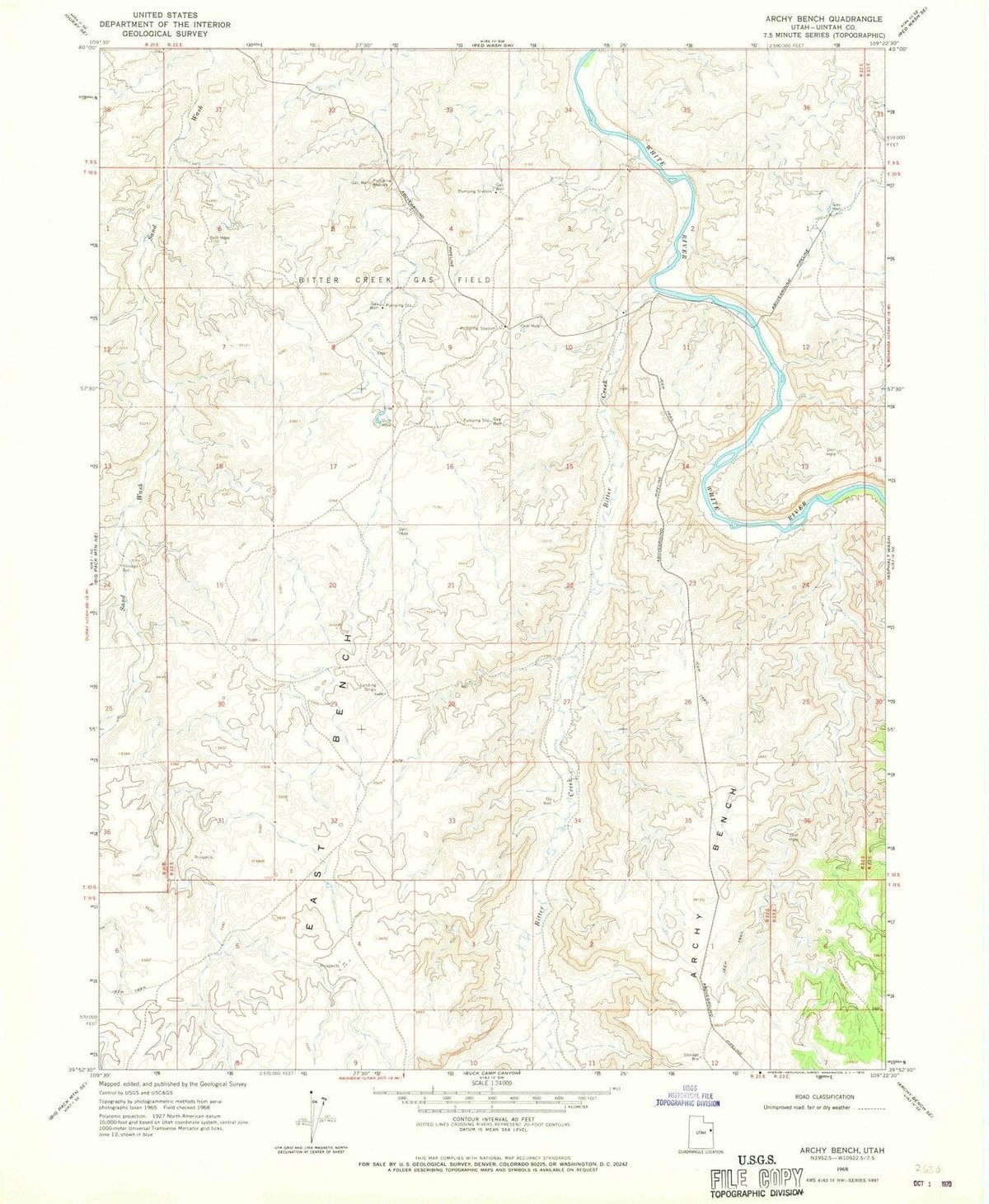 1968 Archy Bench, UT - Utah - USGS Topographic Map v2