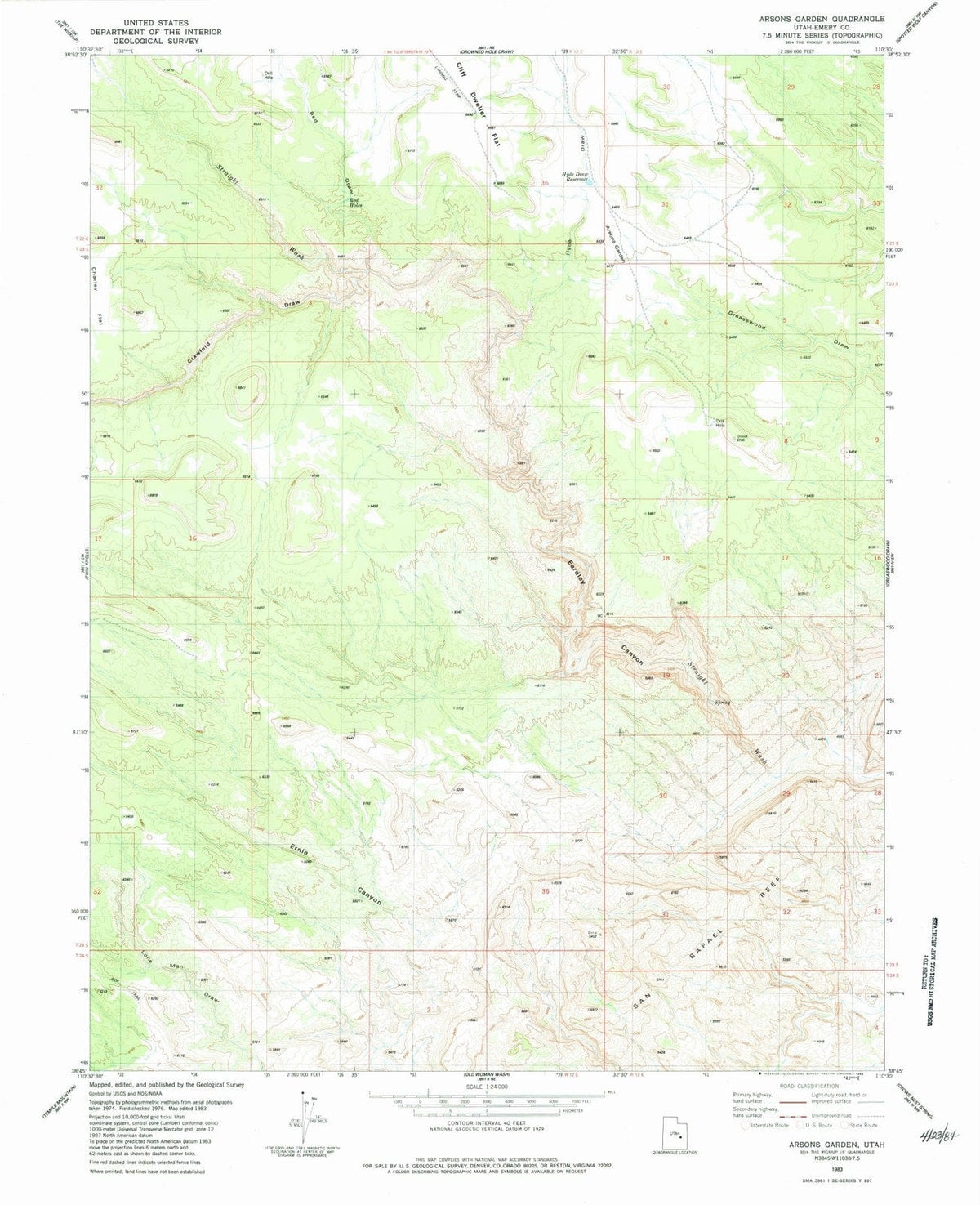 1983 Arsons Garden, UT - Utah - USGS Topographic Map