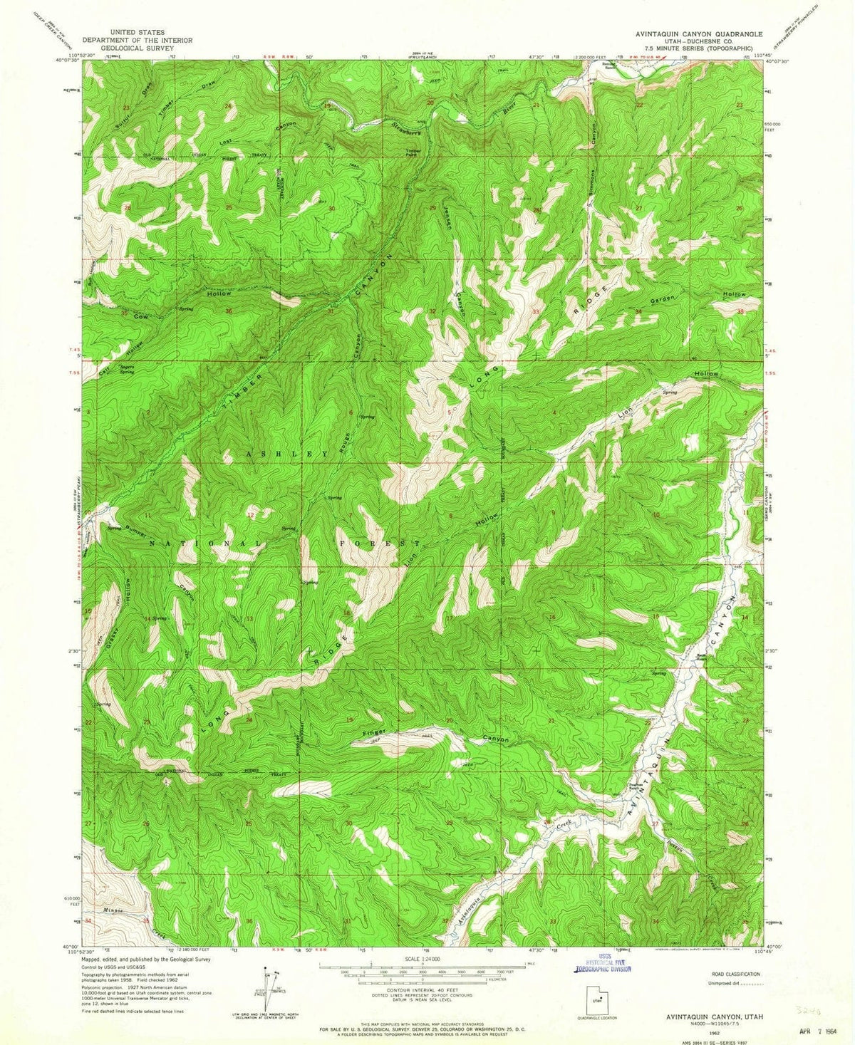 1962 Avintaquin Canyon, UT - Utah - USGS Topographic Map