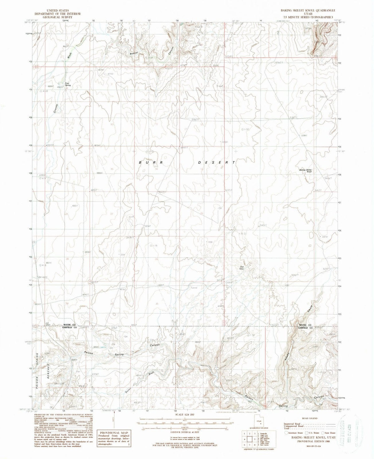 1988 Baking Skillet Knoll, UT - Utah - USGS Topographic Map