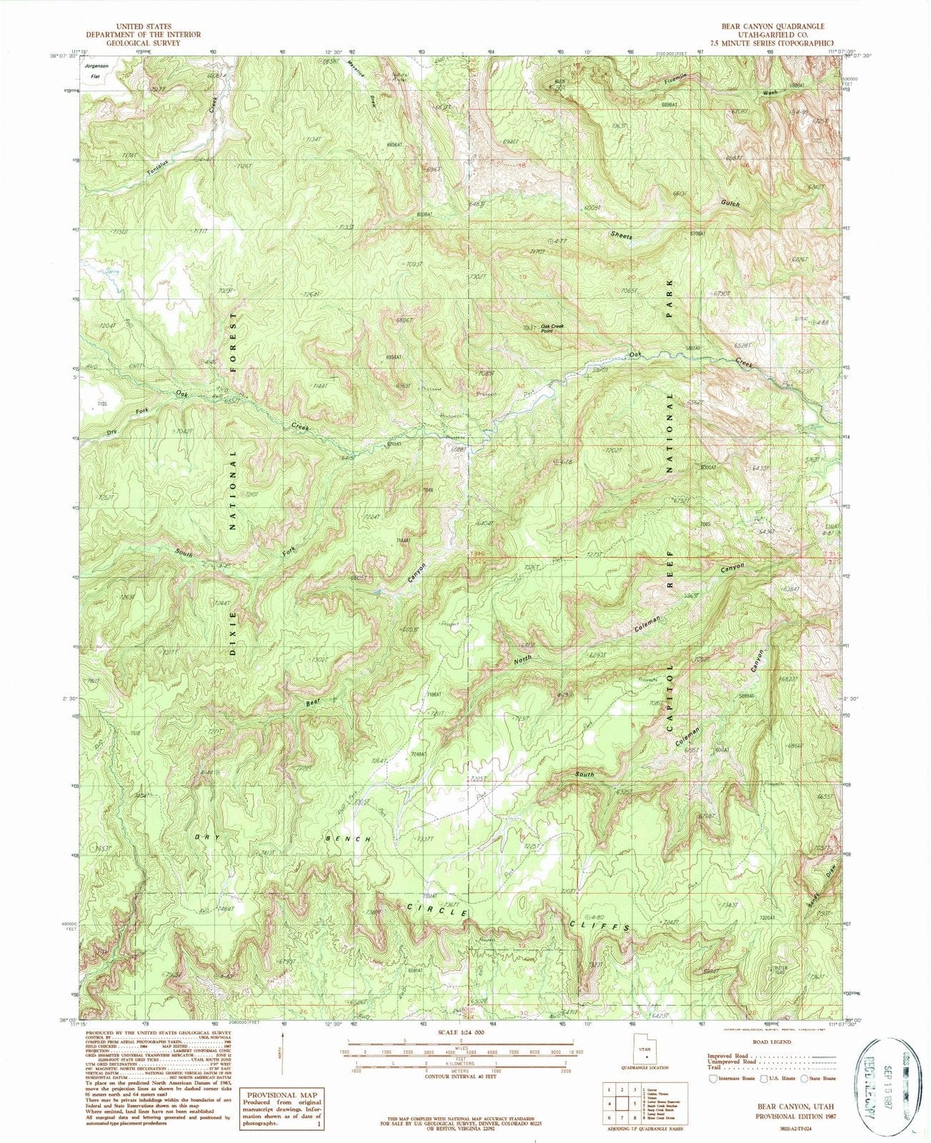 1987 Bear Canyon, UT - Utah - USGS Topographic Map