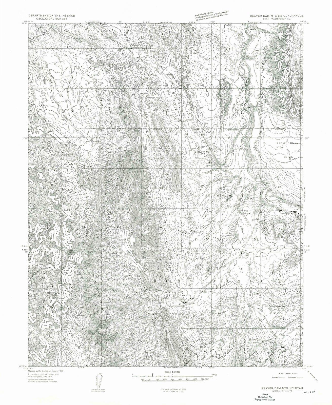 1954 Beaveram MTS, UT - Utah - USGS Topographic Map