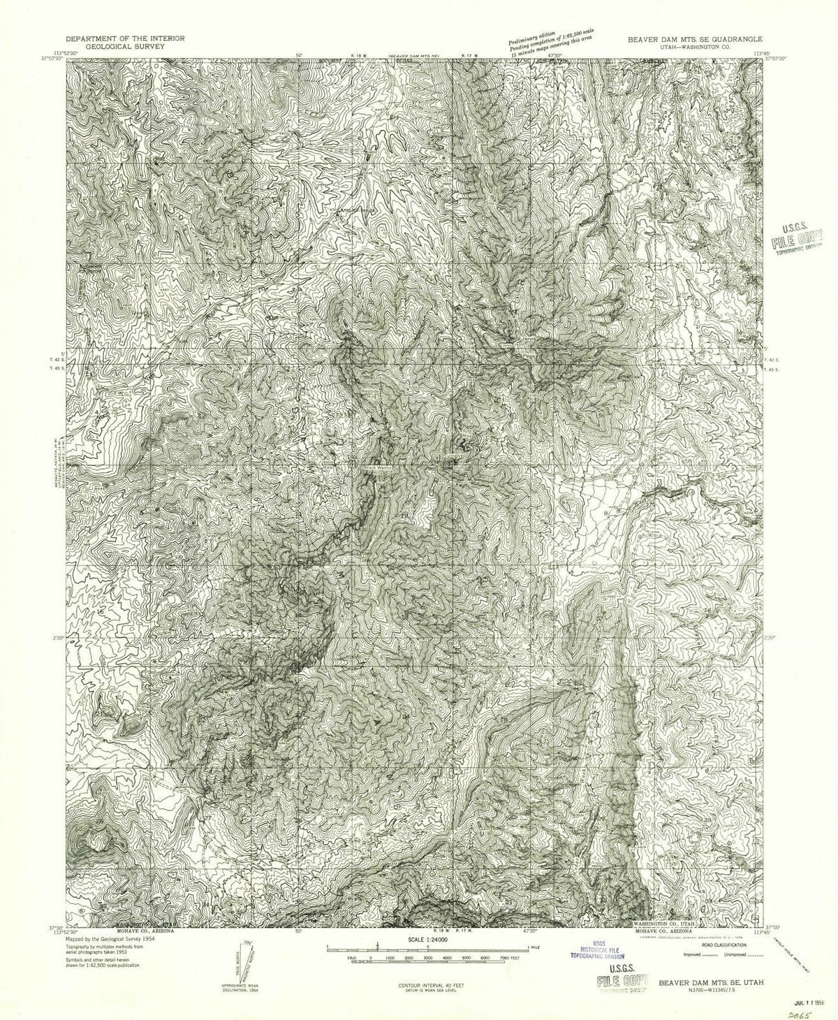 1954 Beaveram MTS, UT - Utah - USGS Topographic Map v2