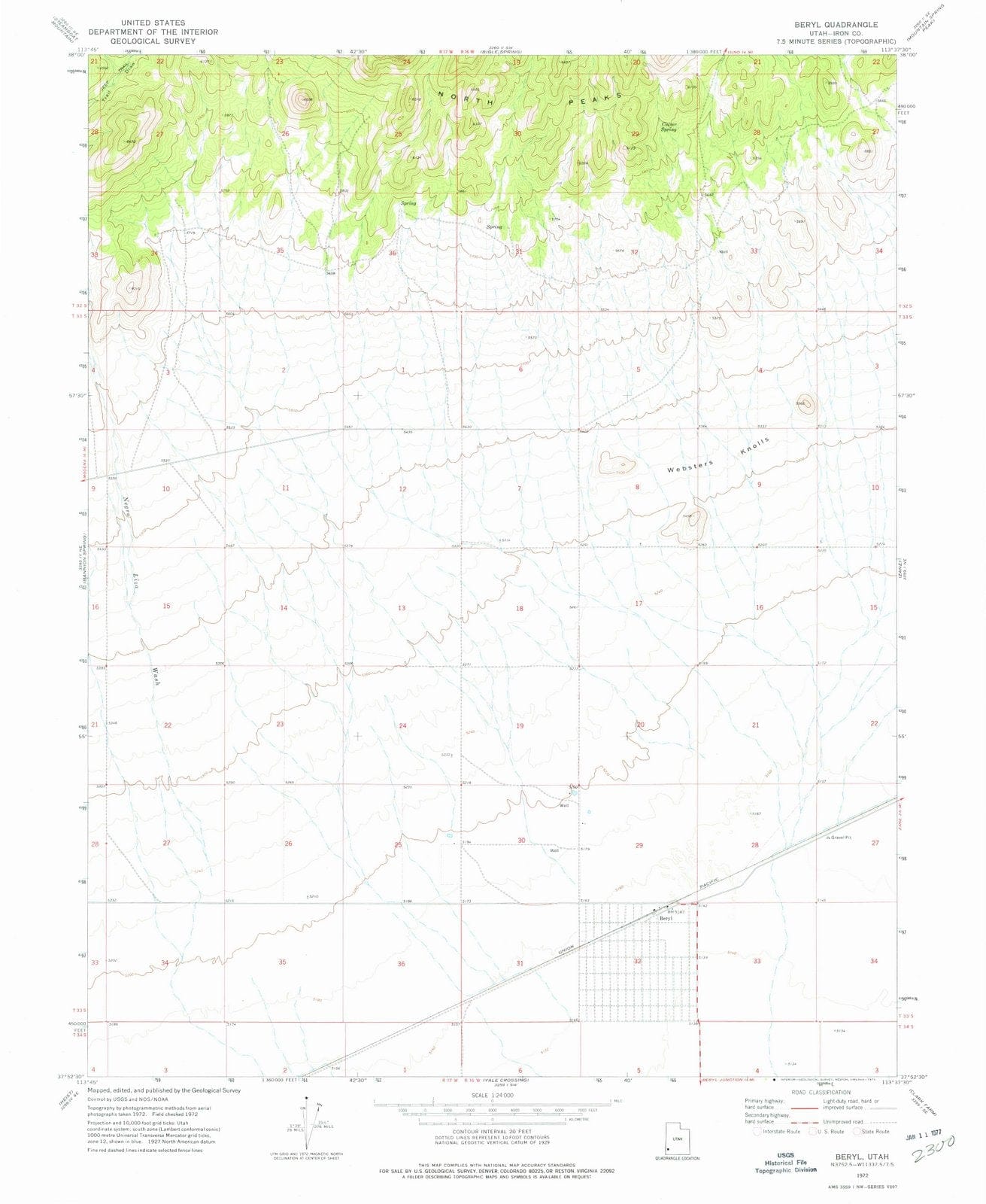 1972 Beryl, UT - Utah - USGS Topographic Map