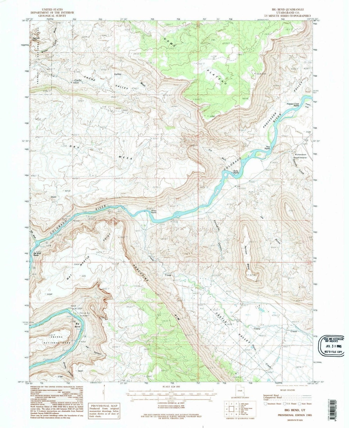1985 Big Bend, UT - Utah - USGS Topographic Map