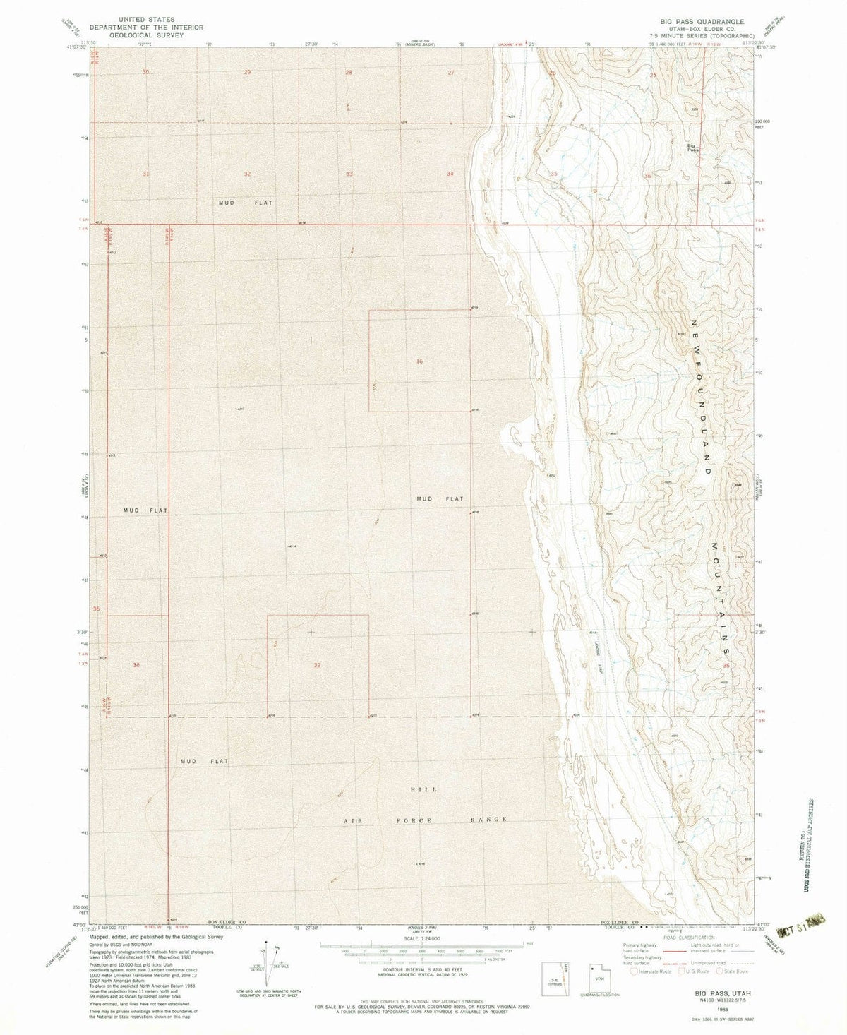 1983 Big Pass, UT - Utah - USGS Topographic Map