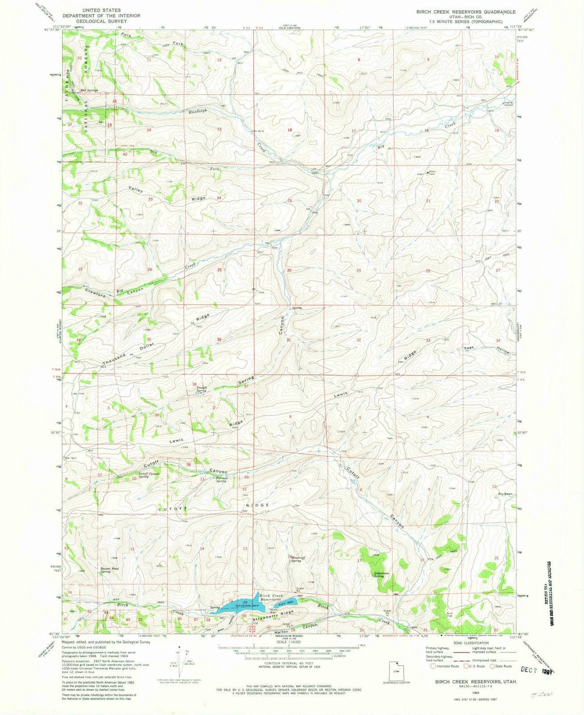 1969 Birch Creek Reservoirs, UT - Utah - USGS Topographic Map