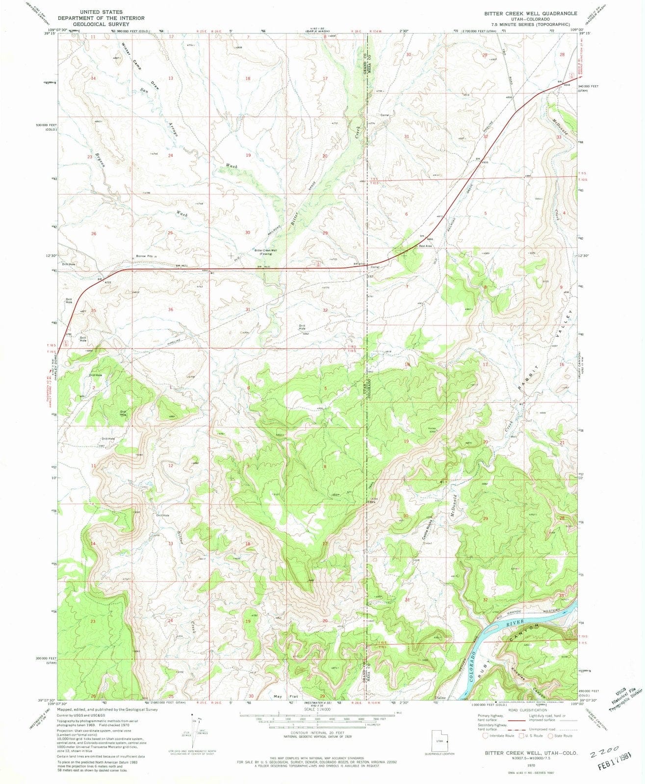 1970 Bitter Creek Well, UT - Utah - USGS Topographic Map
