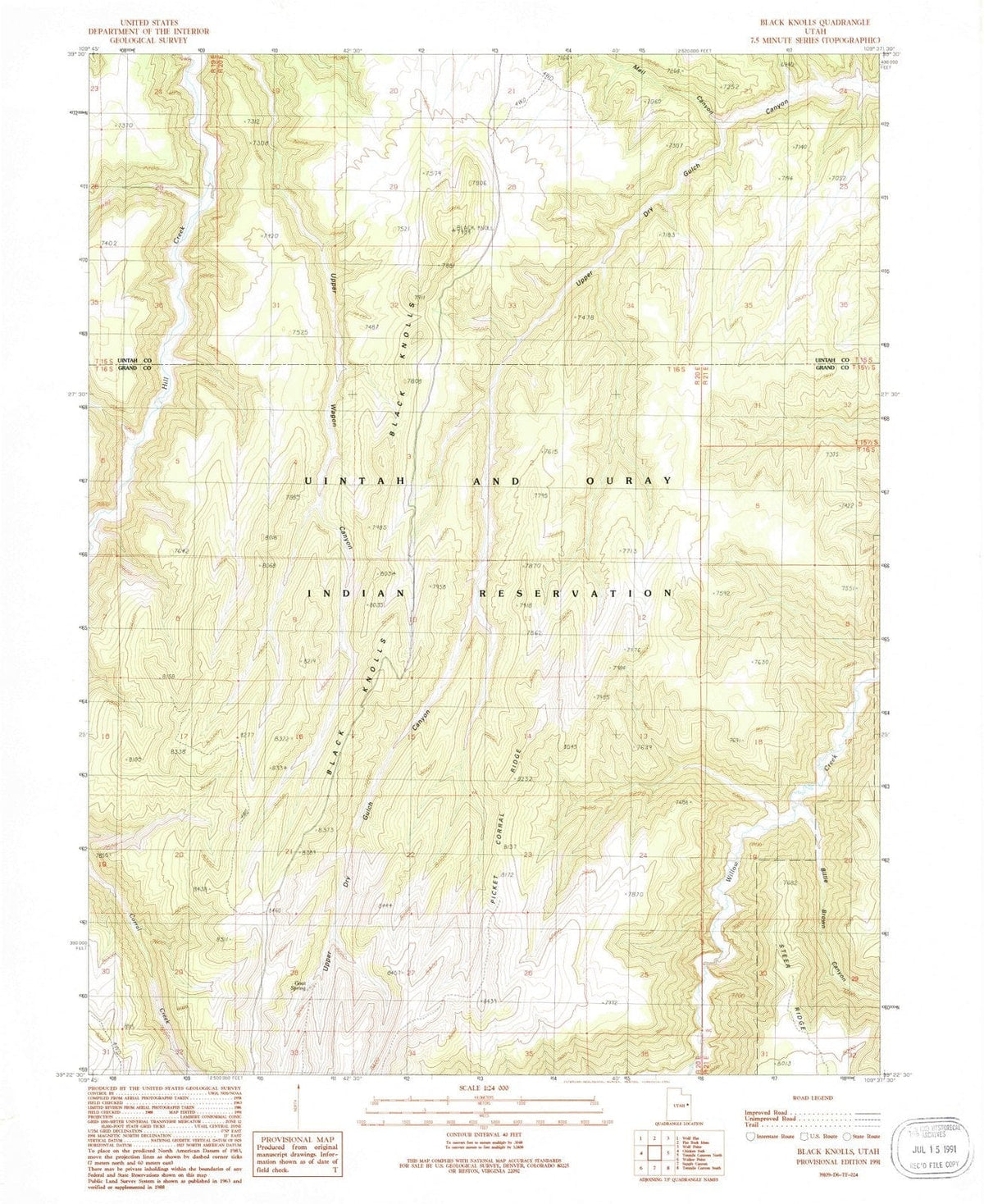 1991 Black Knolls, UT - Utah - USGS Topographic Map