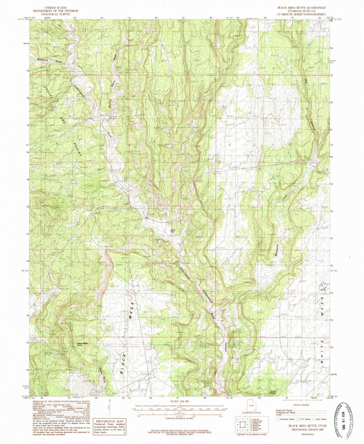 1985 Black Mesa Butte, UT - Utah - USGS Topographic Map