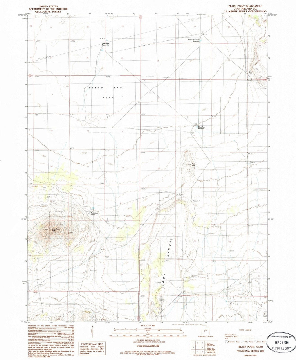 1986 Black Point, UT - Utah - USGS Topographic Map