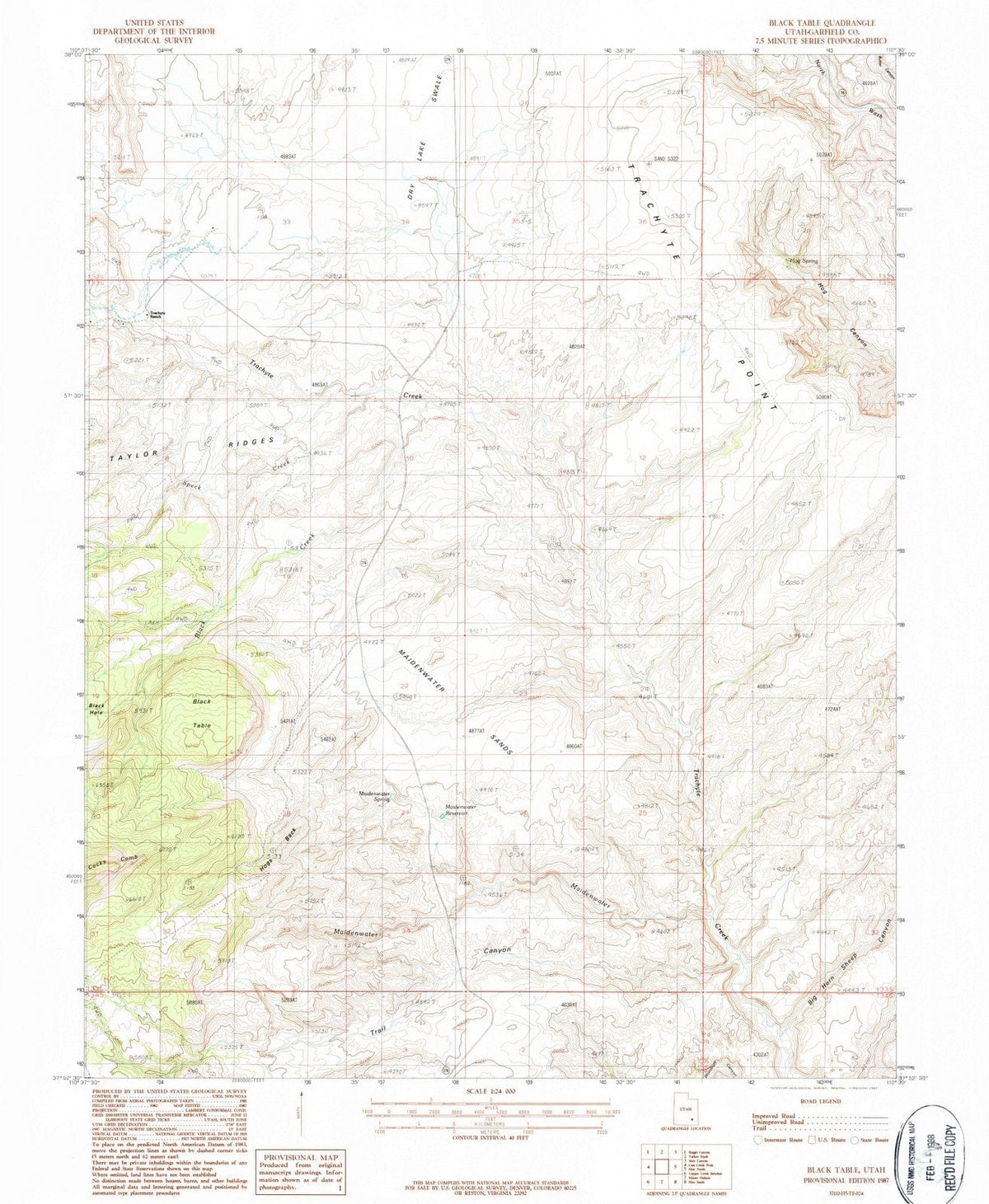 1987 Black Table, UT - Utah - USGS Topographic Map