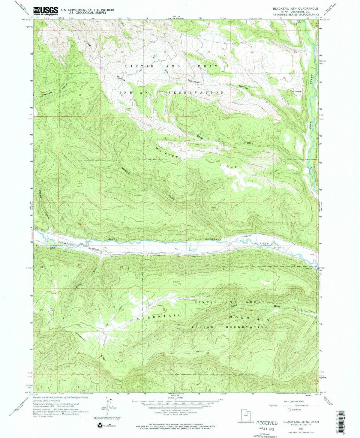 1962 Blacktail MTN, UT - Utah - USGS Topographic Map