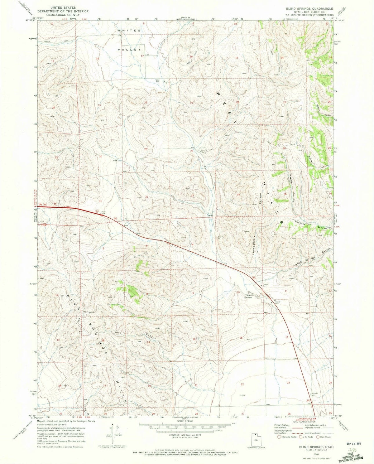 1968 Blind Springs, UT - Utah - USGS Topographic Map
