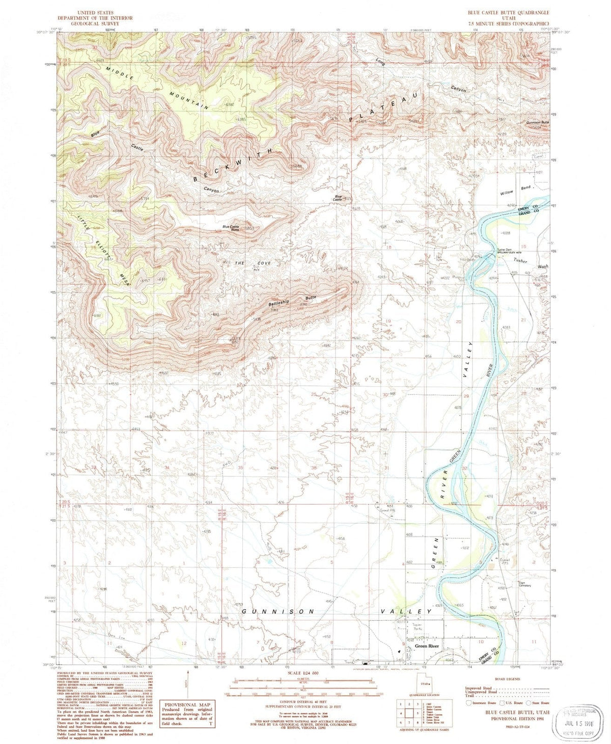 1991 Blue Castle Butte, UT - Utah - USGS Topographic Map