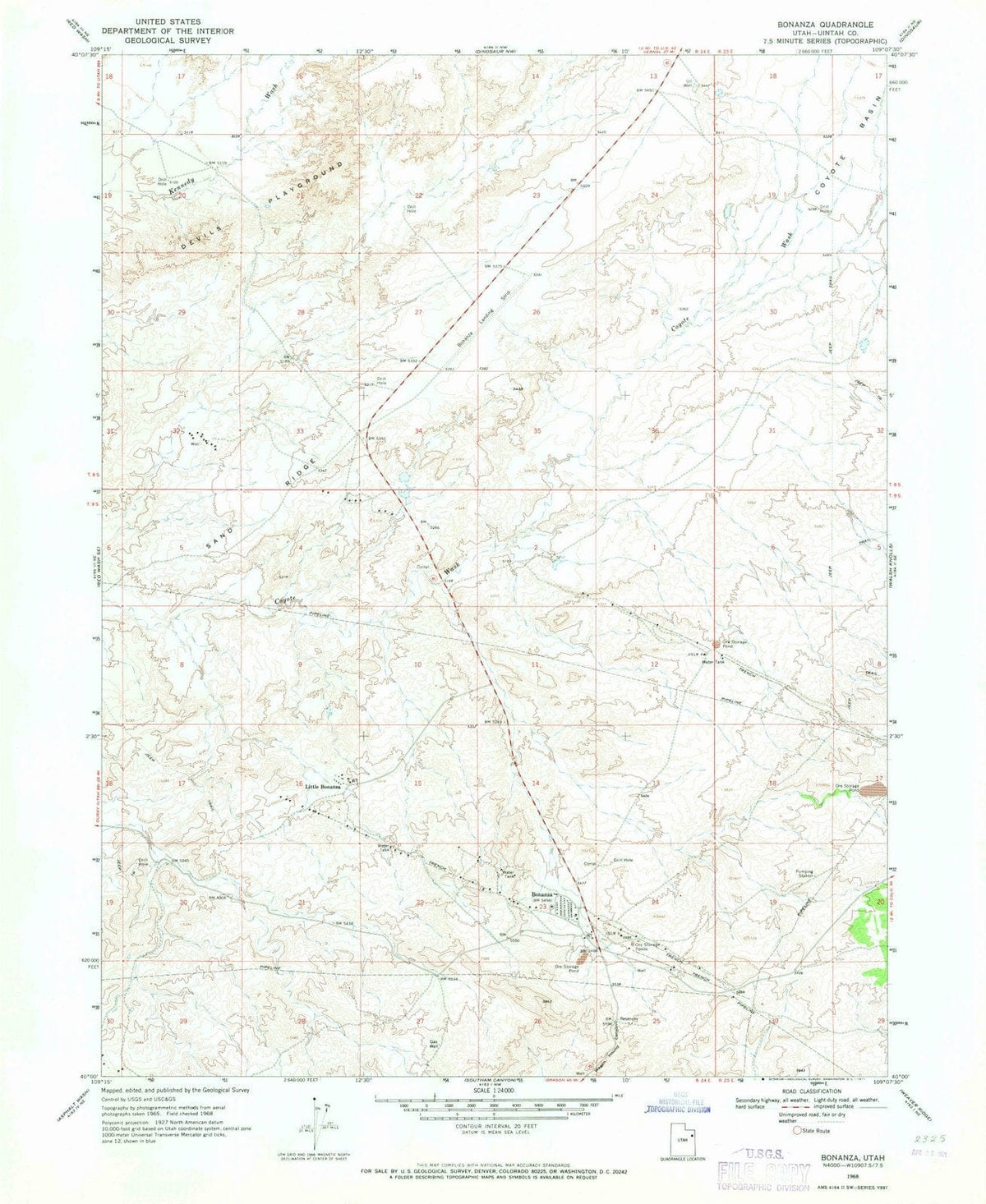 1968 Bonanza, UT - Utah - USGS Topographic Map