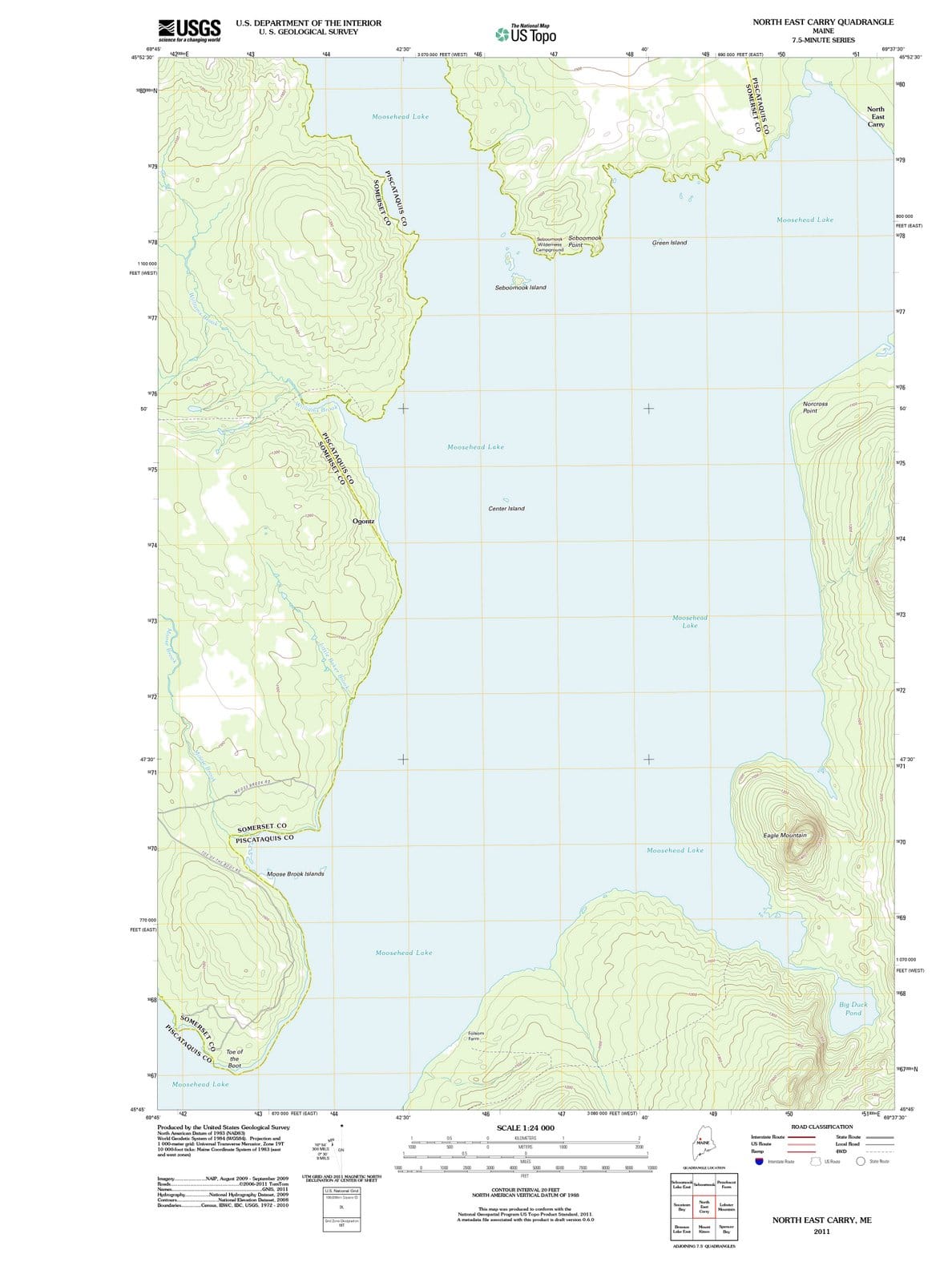 2011 North East Carry, ME - Maine - USGS Topographic Map