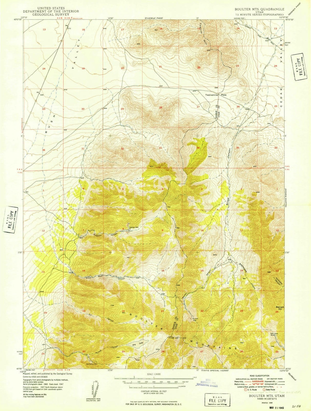 1949 Boulter MTS, UT - Utah - USGS Topographic Map