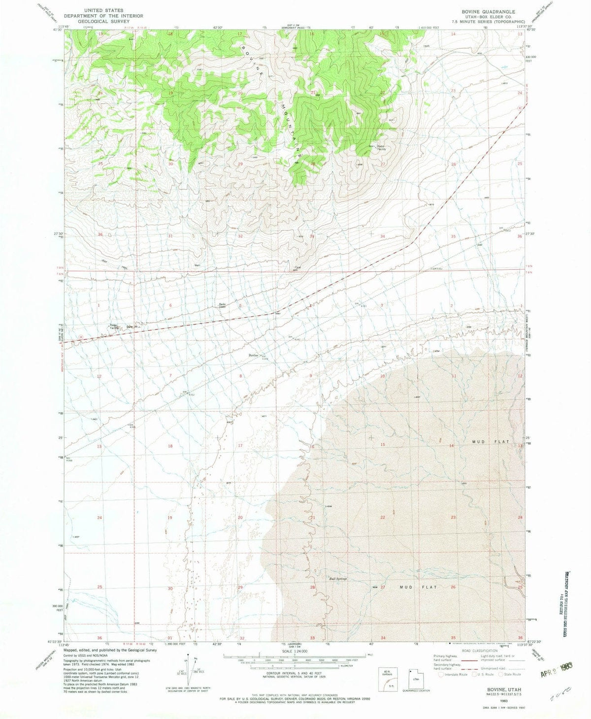 1983 Bovine, UT - Utah - USGS Topographic Map v2