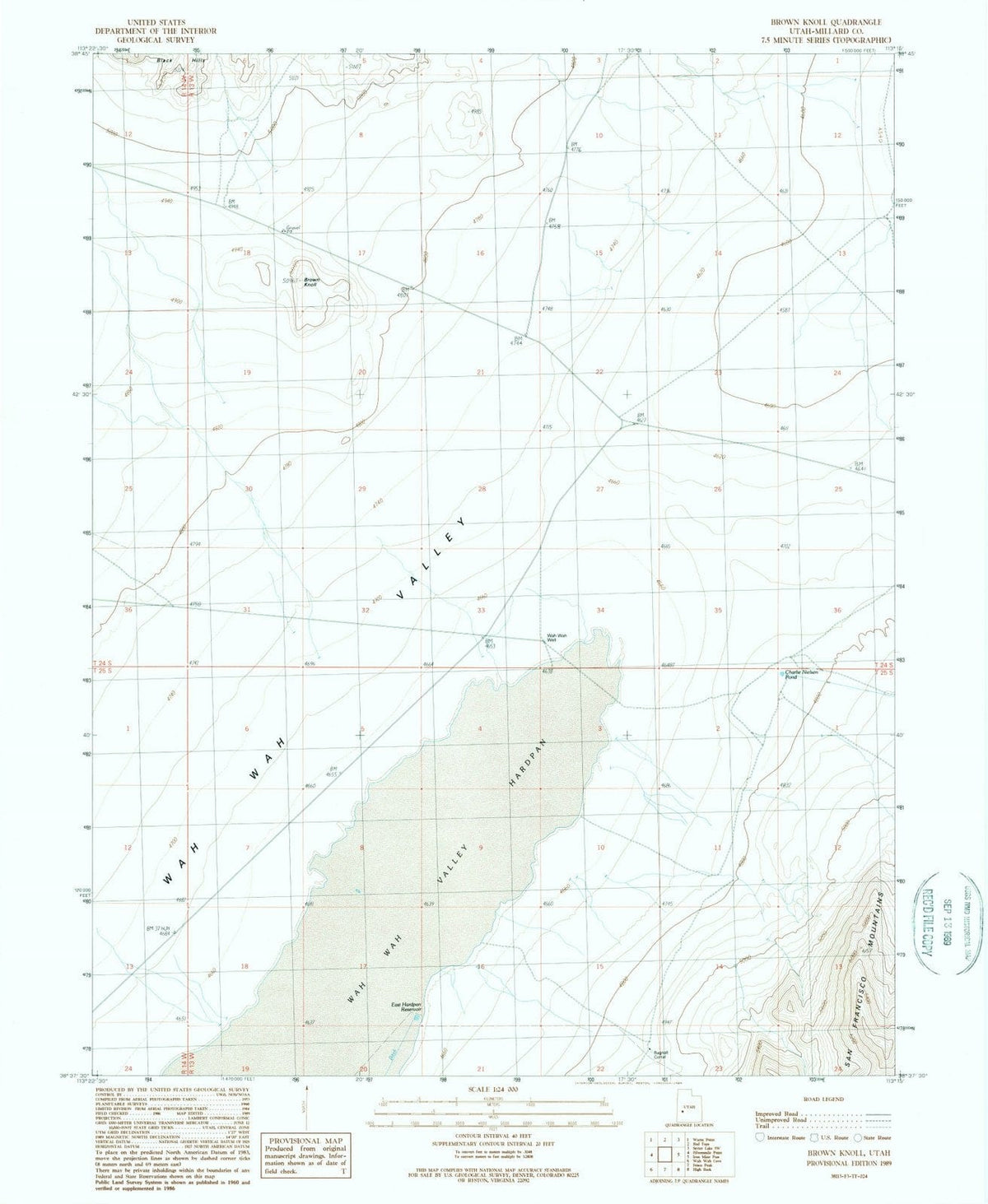 1989 Brown Knoll, UT - Utah - USGS Topographic Map